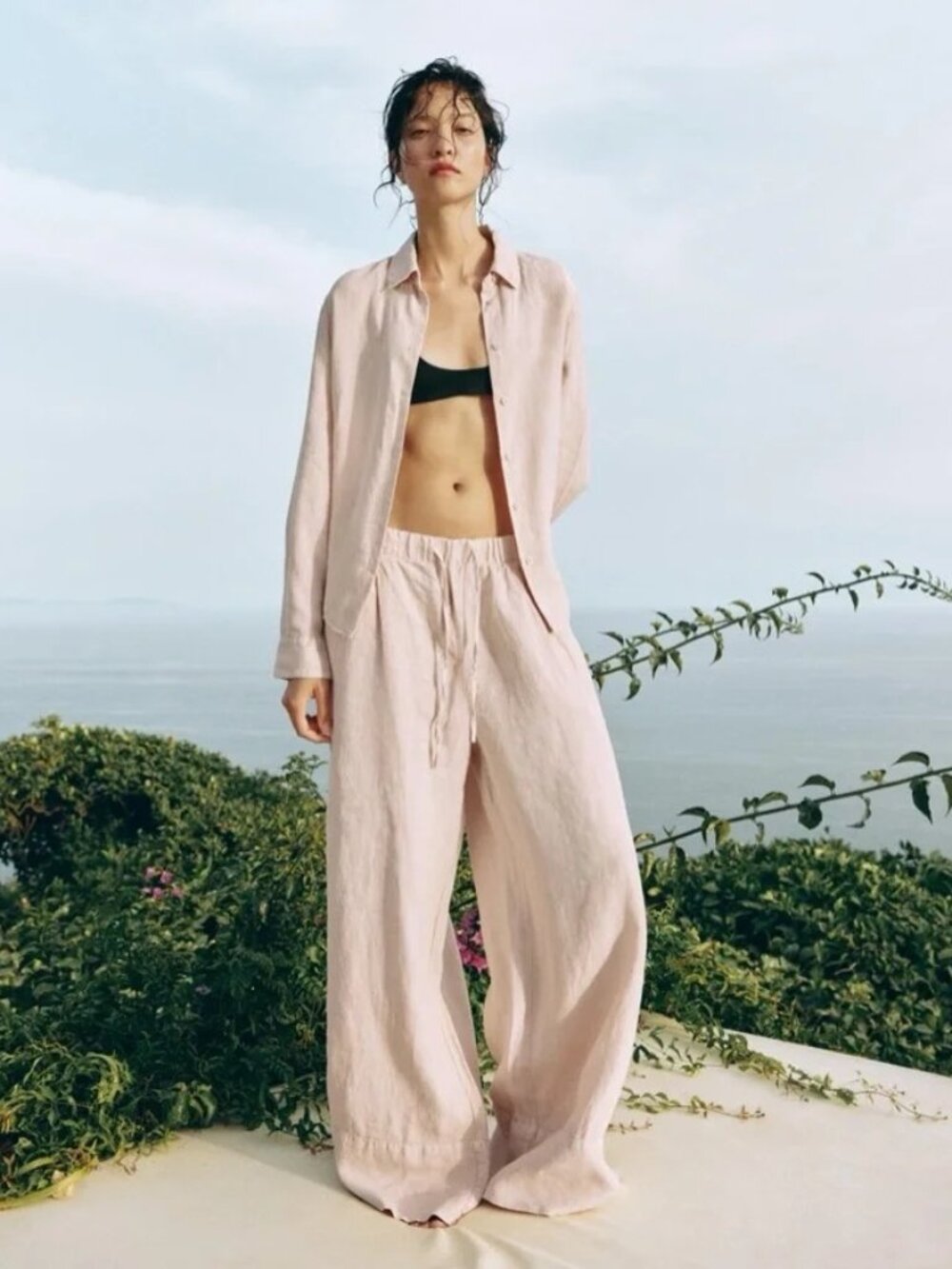 Zara wide leg linen pants - L